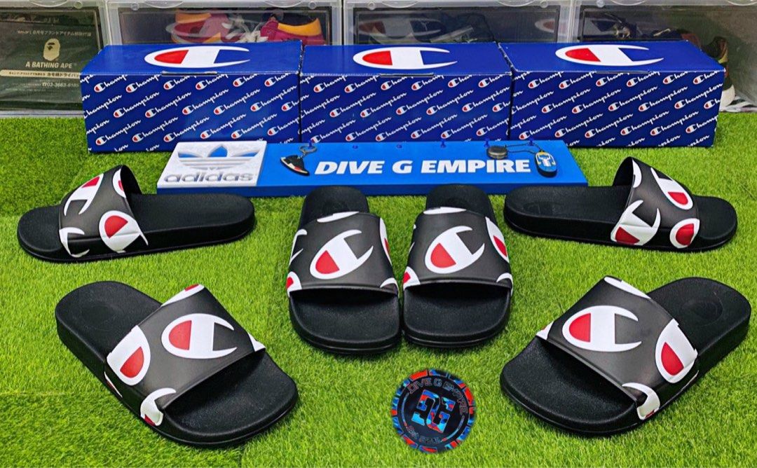 Champion slides repeating logo sale