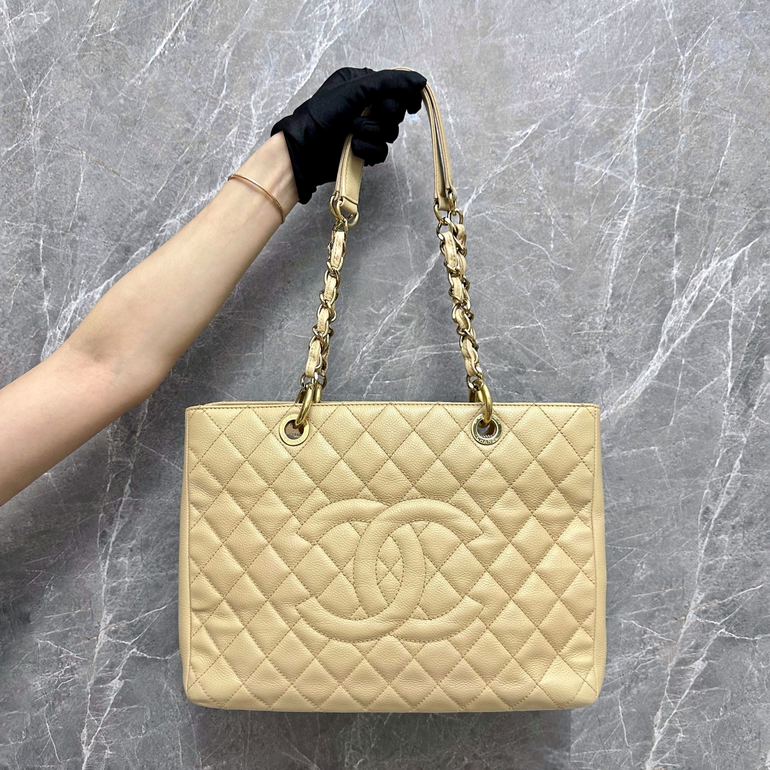 Chanel Grand Shopping Tote GST in Beige Caviar with Gold Hardware - SOLD