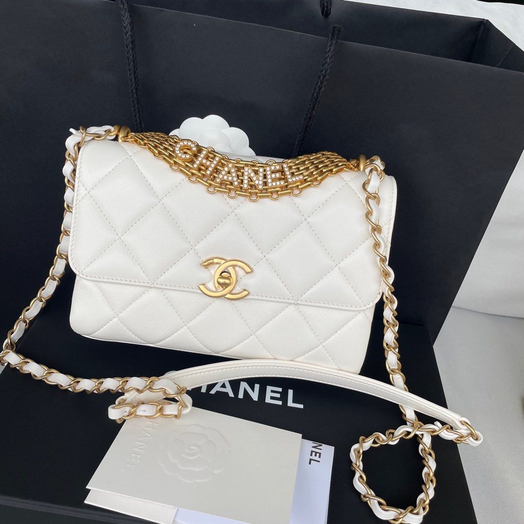 🤍 Chanel Small Flap Bag White, Luxury, Bags & Wallets on Carousell