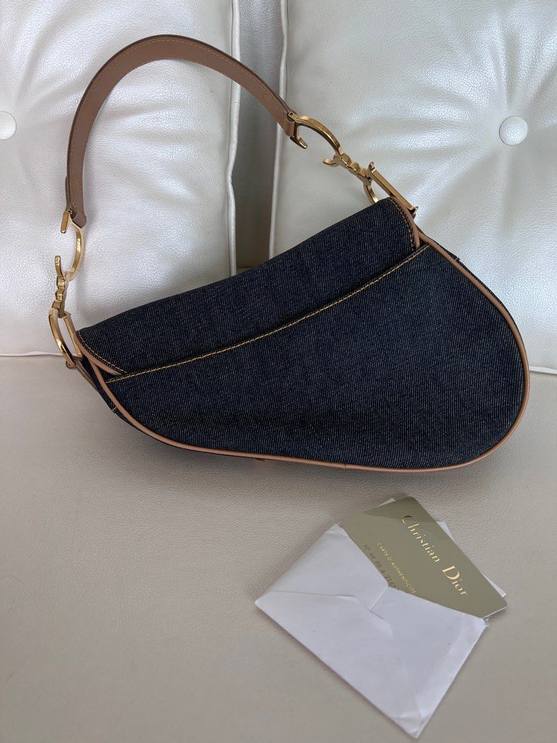 Christian Dior Vintage Saddle Bag Denim, Women's Fashion, Bags