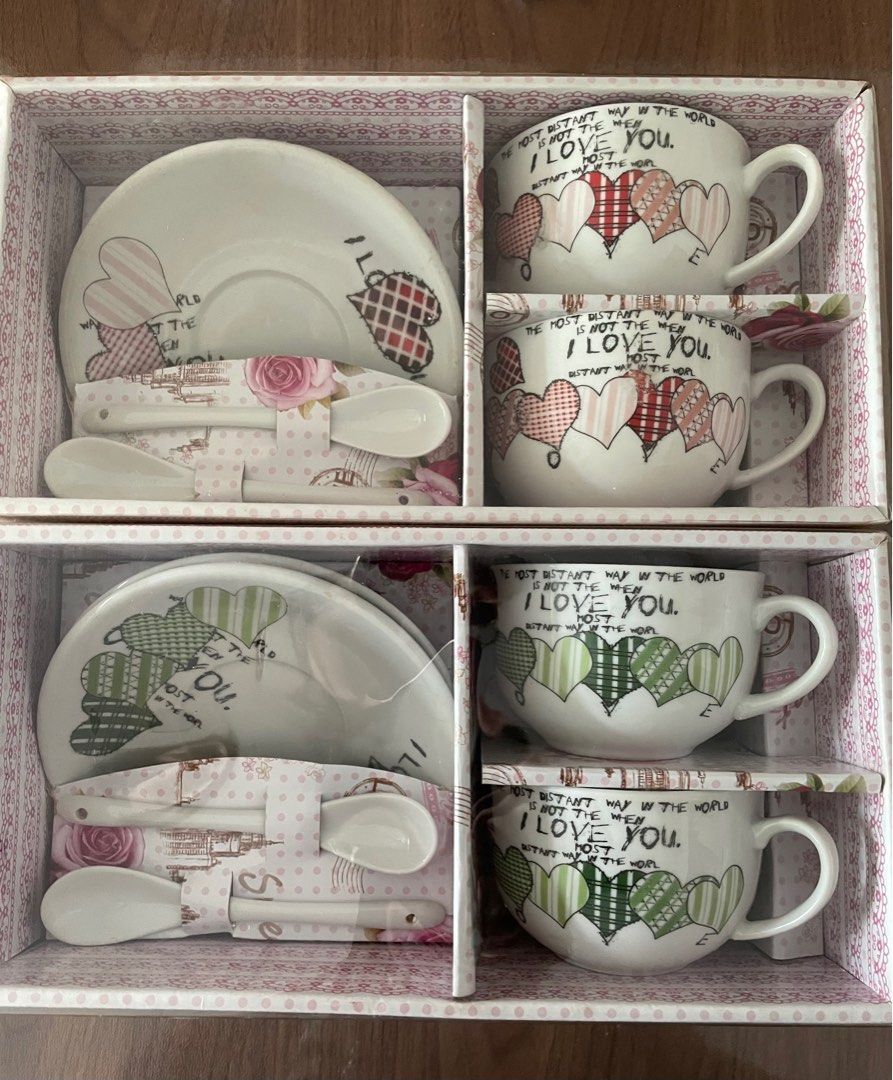 Coffee/Tea Cups & Plate Set, Furniture & Home Living, Kitchenware