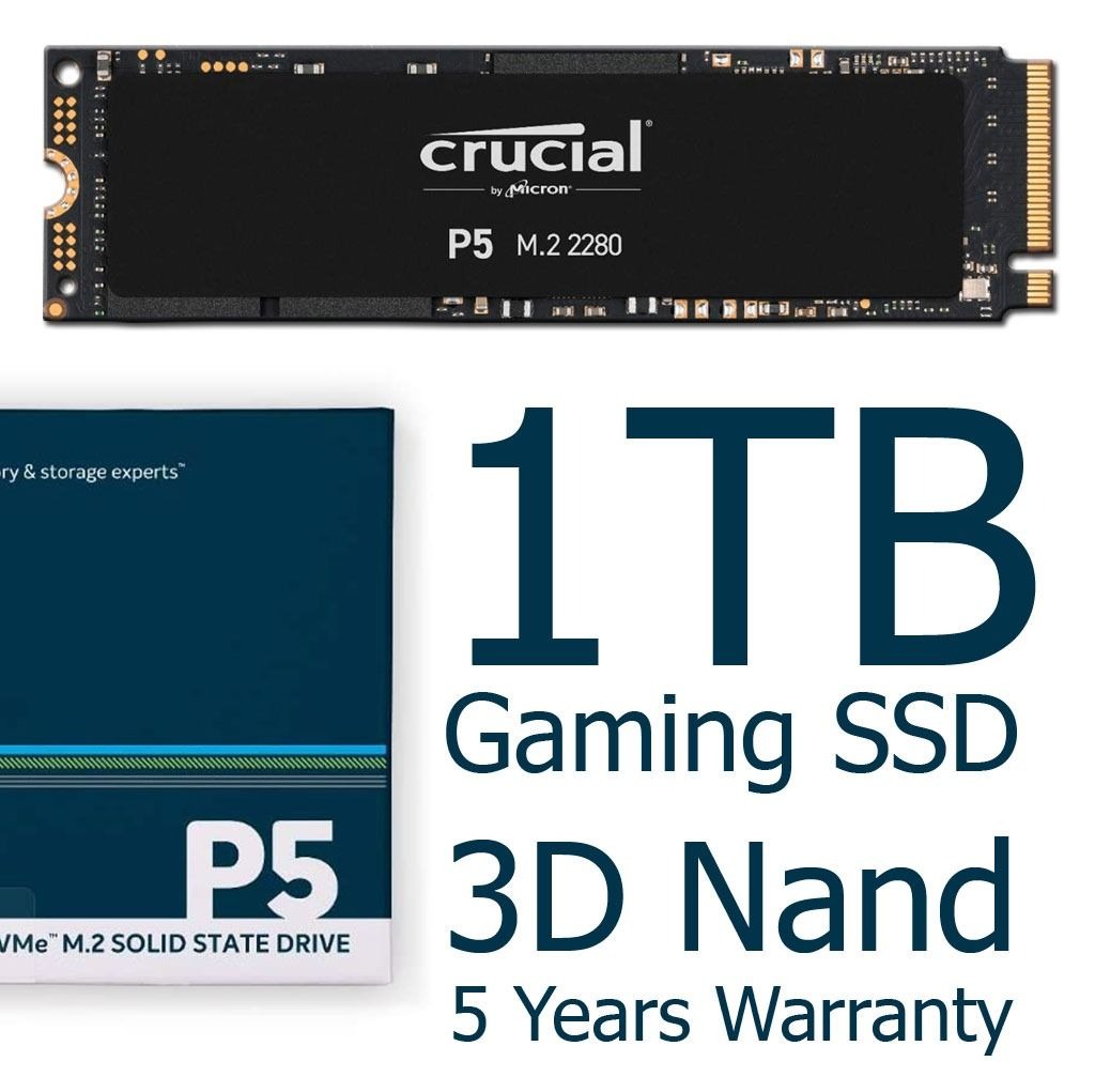 Crucial P5 1TB 3D NAND NVMe Internal Gaming SSD, up to 3400MB/s -  CT1000P5SSD8