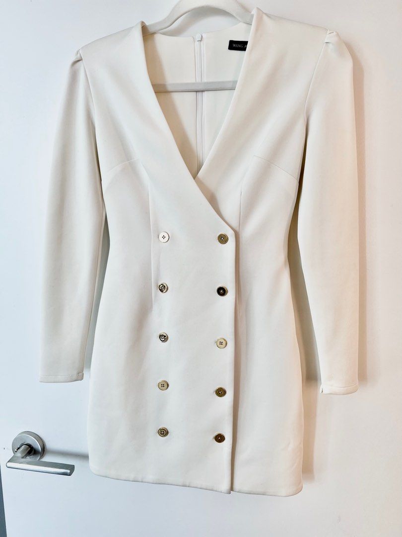 White double discount breasted blazer dress