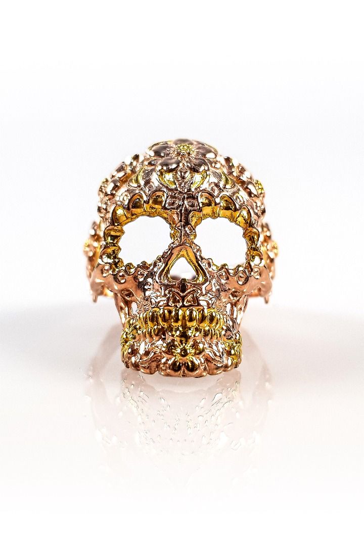 dia de los muertos detail handcrafted Sugar Skull Ring 925