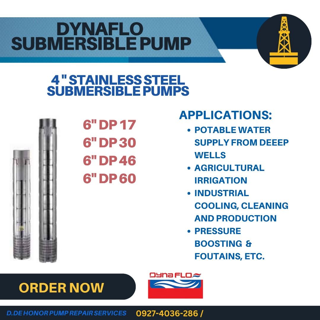 DYNAFLO SUBMERSIBLE PUMP 4" 6" 8" STAINLESS STEEL, Commercial