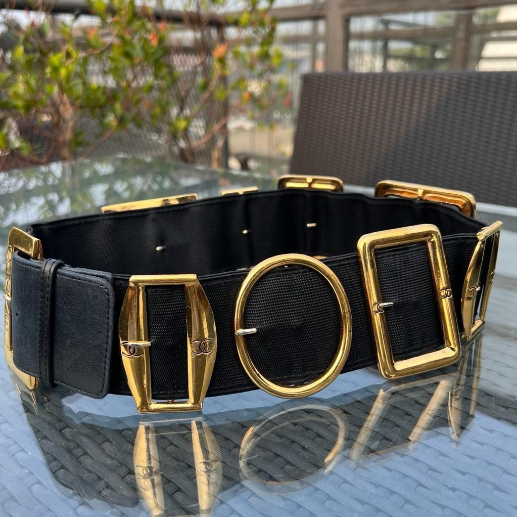 Fast Sale Rare Bangeett 😍😍, Preloved, Chanel Belt Multi Buckles  Stretchable Belt, sz 95 38, Comes with dustbag, eslastis ya dipakai  dari BB