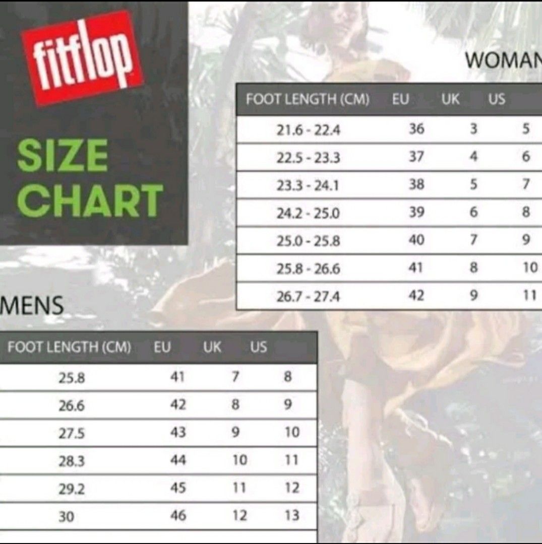 Fitflop store sizing chart