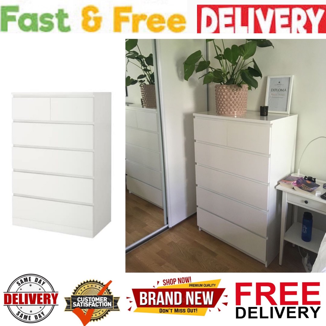 Free delivery Chest Of Drawers white chest drawer, Furniture & Home