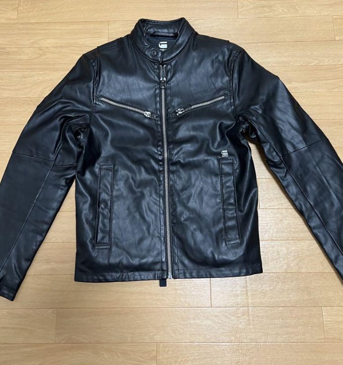 G Star Raw black Leather Zip Jacket Men s Fashion Coats Jackets