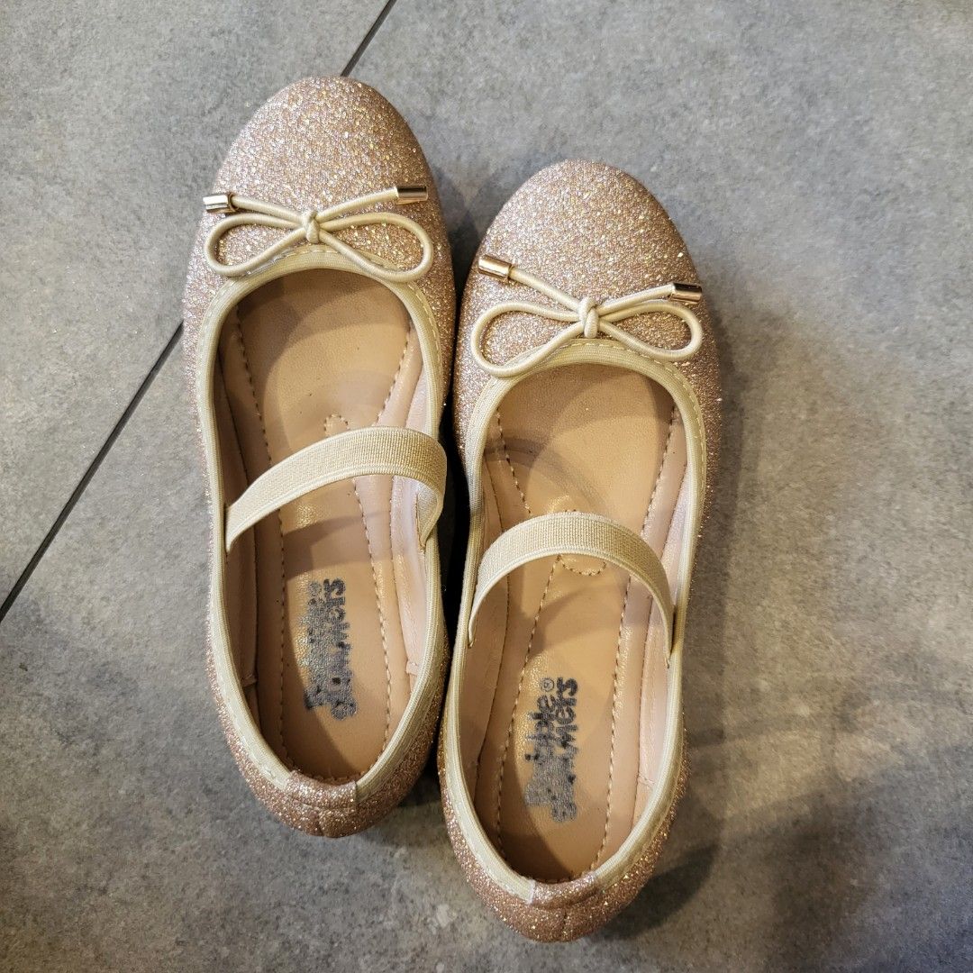 Golden slip in kids shoes size 12