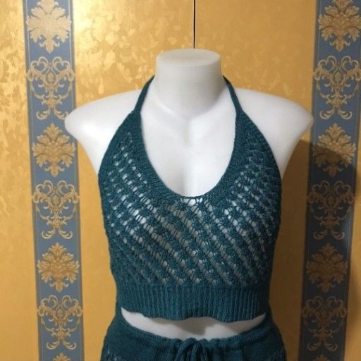 Green Crochet Swimsuit Cover Up on Carousell