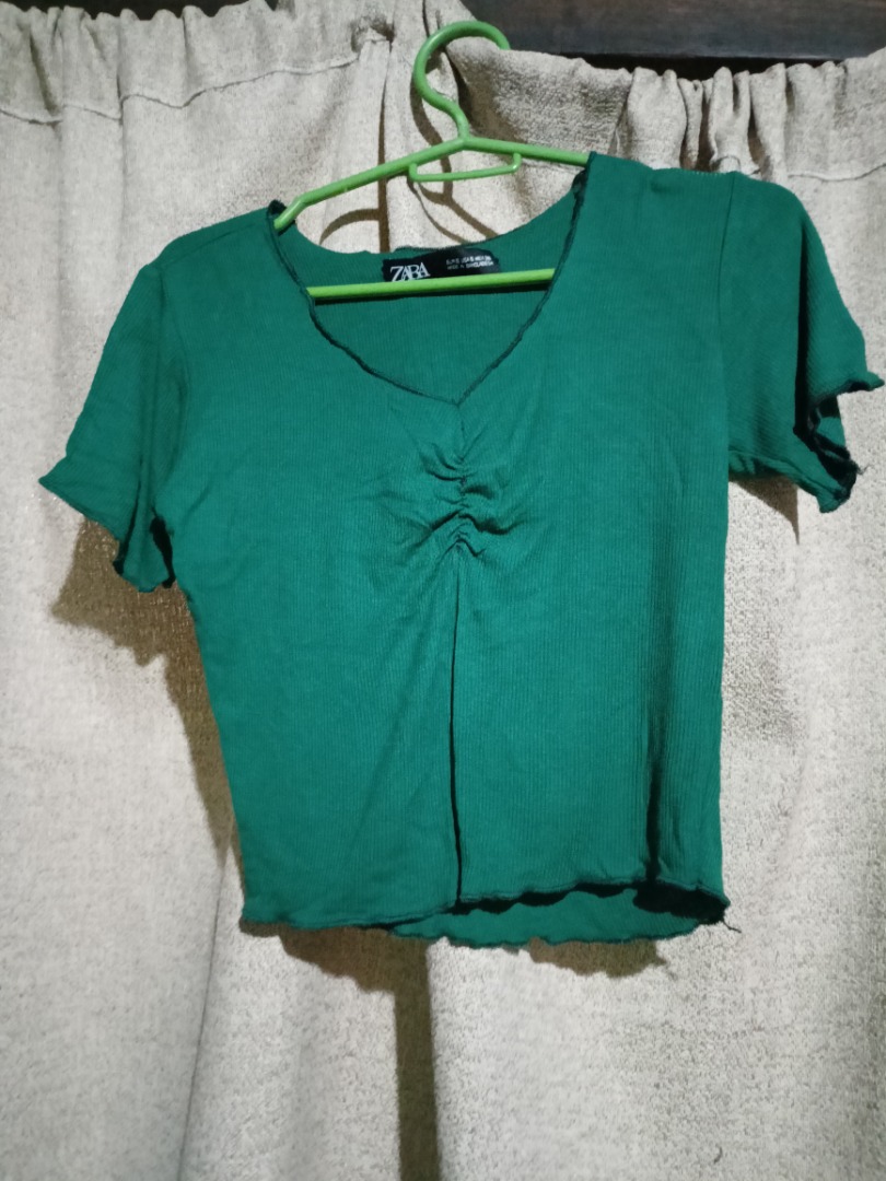 Green Zara croptop on Carousell