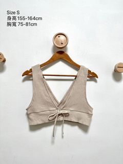 GU 米色日系洋裝外搭綁帶杏色背心