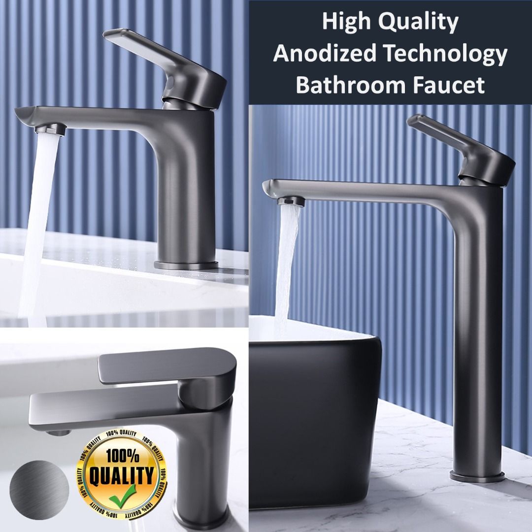 HIGH QUALITY Anodized Gunmetal Tap / Bathroom faucet / Short faucet ...