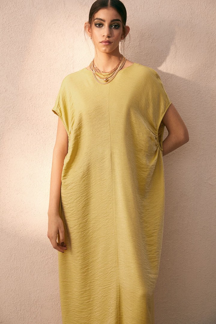 Burgundy Ikat Gold HC Short Sleeve Kaftan