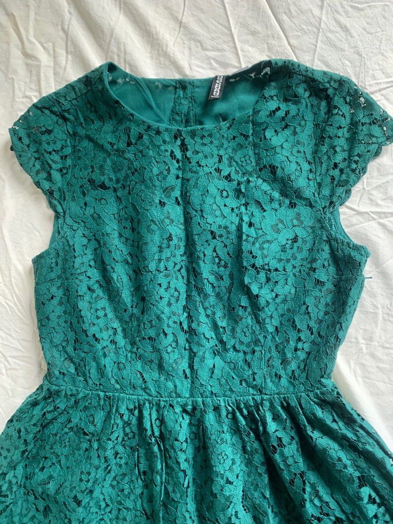 H&M green lace dress, Women's Fashion, Dresses & Sets, Dresses on Carousell