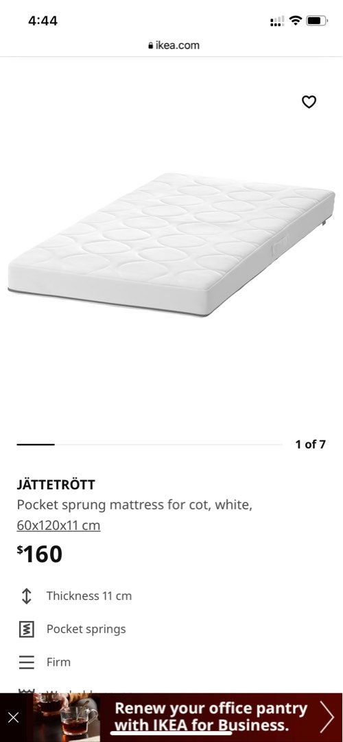 IKEA baby Cot + Matress + side protection + rollers, Babies & Kids