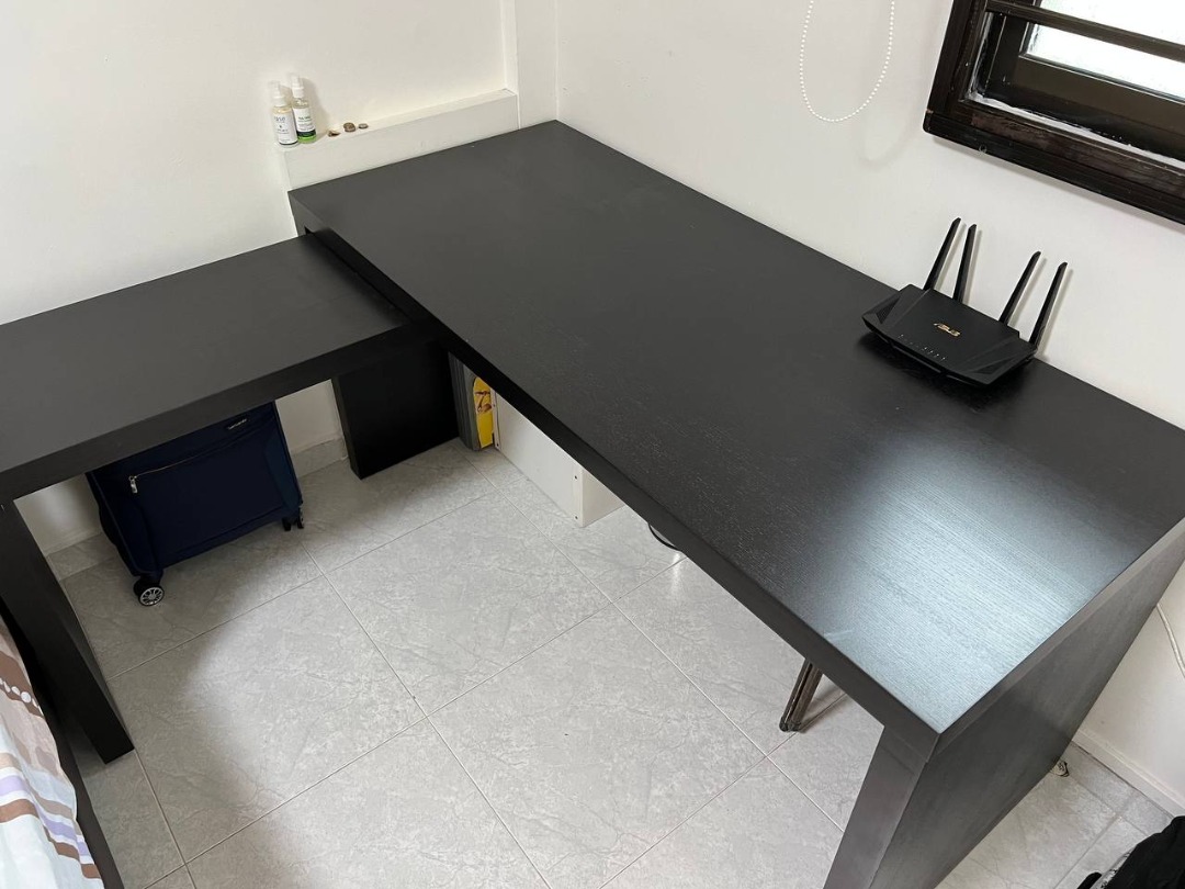 Ikea Malm Desk with Pullout Panel (blackbrown, 151 x 65 cm), Furniture & Home Living
