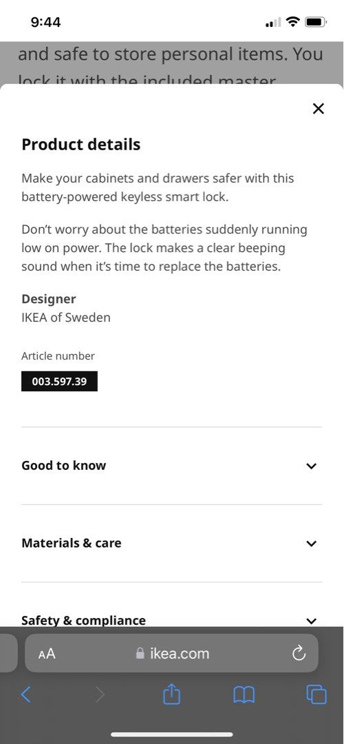 IKEA Rothult (Smart Lock), Furniture & Home Living, Security & Locks, Locks, Doors & Gates on