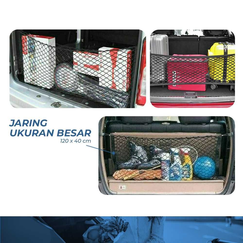 Jaring Bagasi Mobil Cargo Net Organizer Bahan Nilon Karet 120 x 40