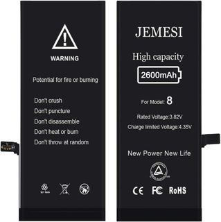 JEMESI Battery for iPhone 8, New 2600mAh 0 Cycle Higher Capacity Battery Replacement kit, with Repair Kit and Instructions,12 Month Warrant