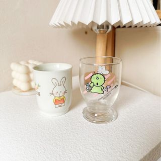 BUNDLE SALE 🫶🏻 Wendy’s Mini Footed Glass & Bunny Ceramic Cup