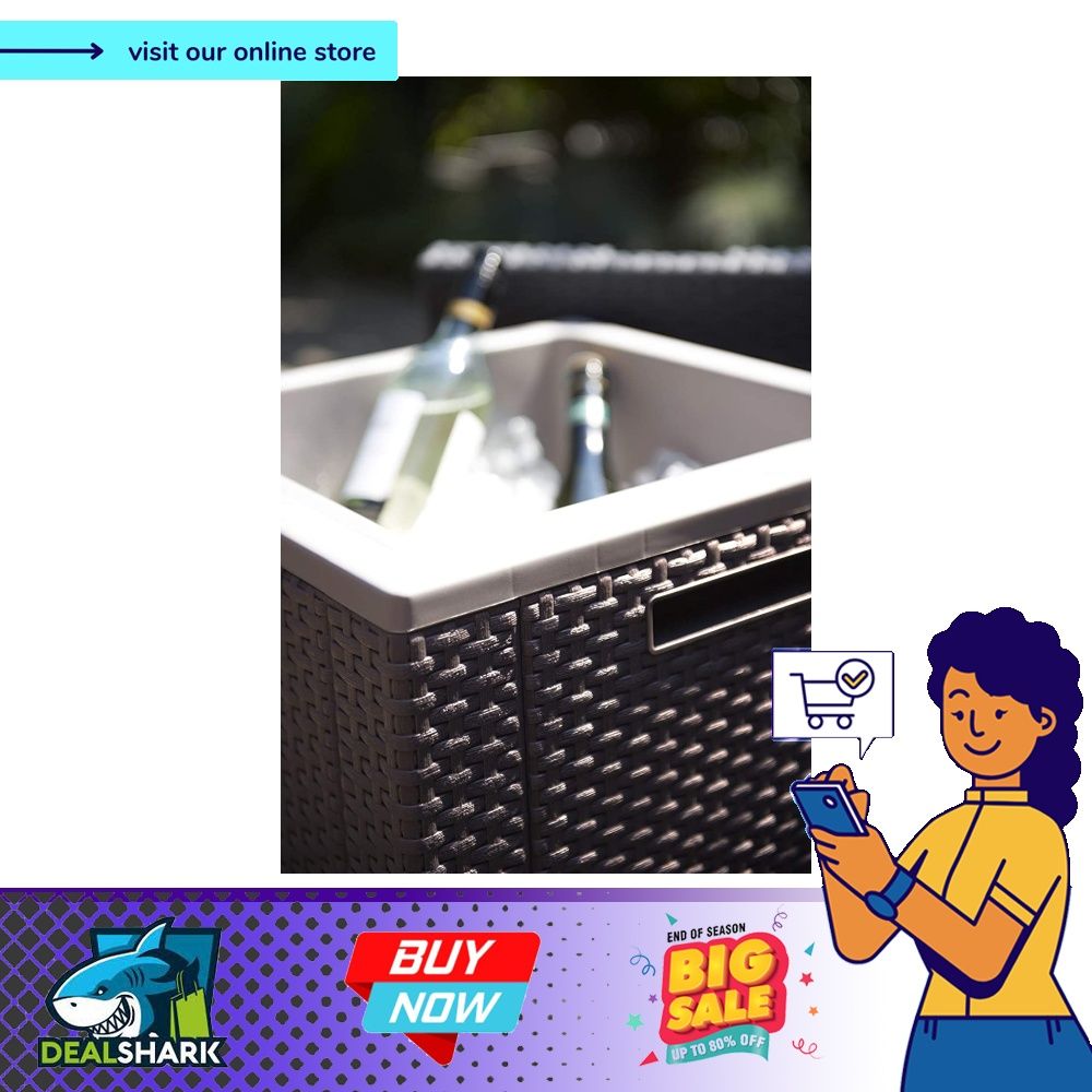 Keter Beer and Wine Cooler Table Perfect for Your Patio, Picnic, and Beach Accessories, Brown