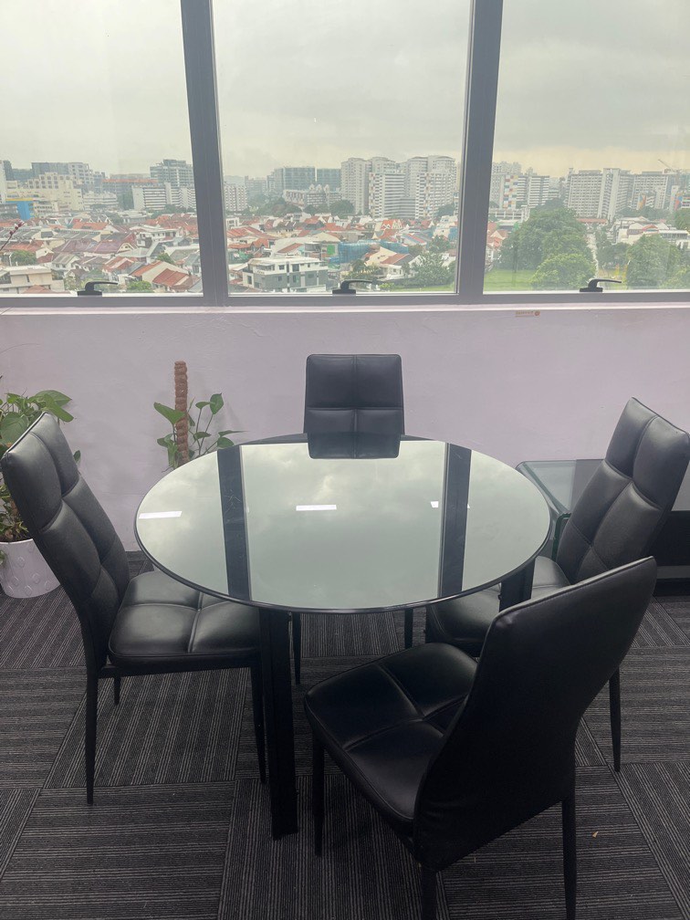 Kitchen glass table set, Furniture & Home Living, Furniture, Tables ...