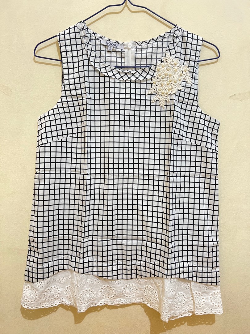 Korean top brukat brokat, Fesyen Wanita, Pakaian Wanita, Atasan di