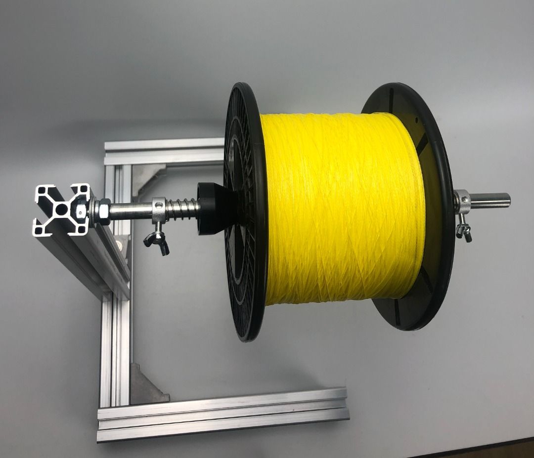 Large industrial heavy duty fishing line spool holder with spring tension  brake and table clamp