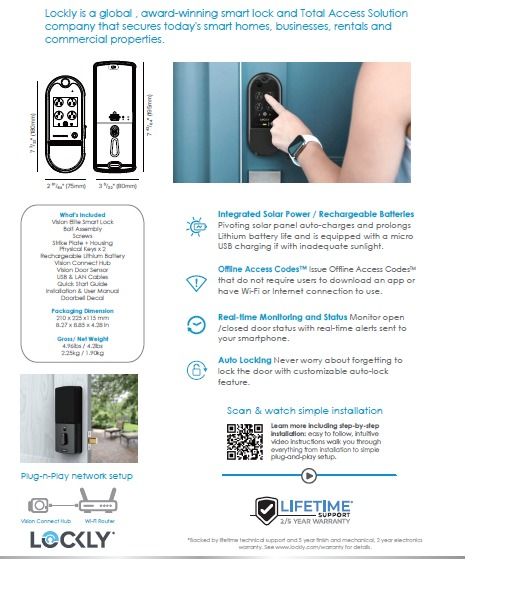 Lockly Digital Door Lock with built in video camera PGD798NVMB