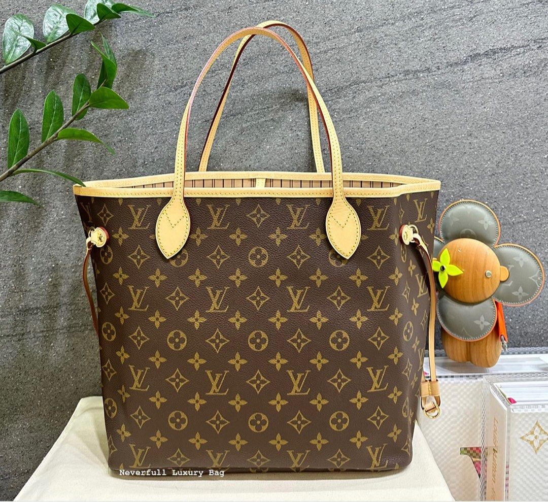 Louis Vuitton Neverfull MM Monogram Beige Bag, Luxury, Bags