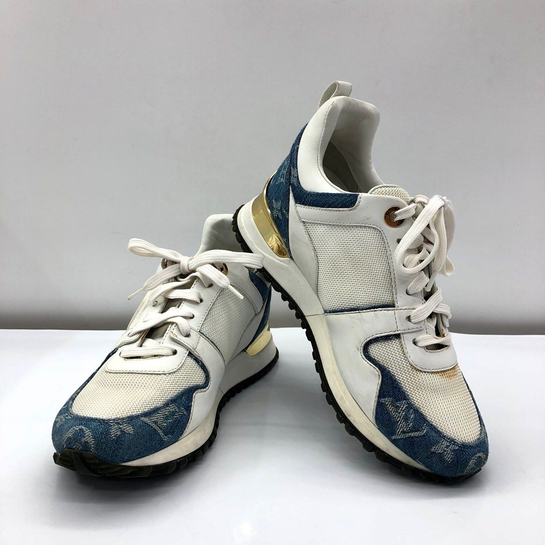 Louis Vuitton White/Denim Canvas And Mesh Run Away Sneakers Size