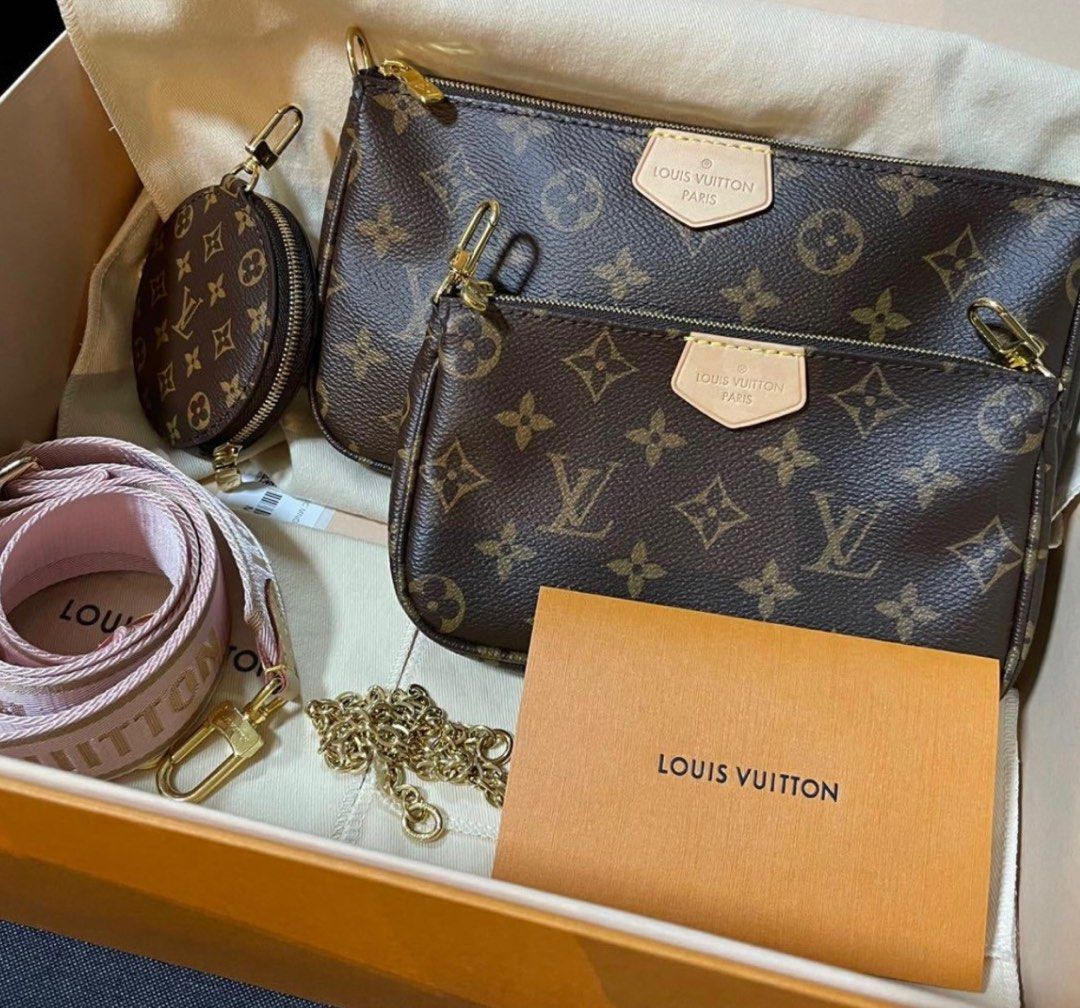 USED Louis Vuitton Monogram Multi Pochette Accessories Rose Clair
