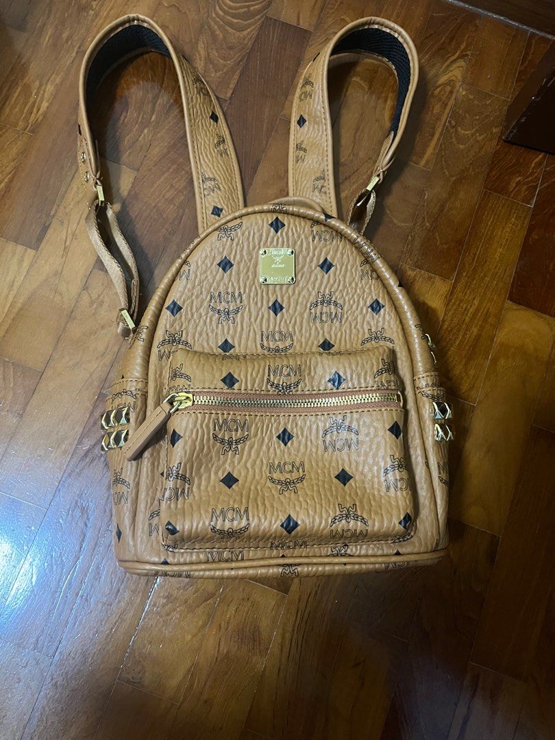 Mcm small cheap studded backpack