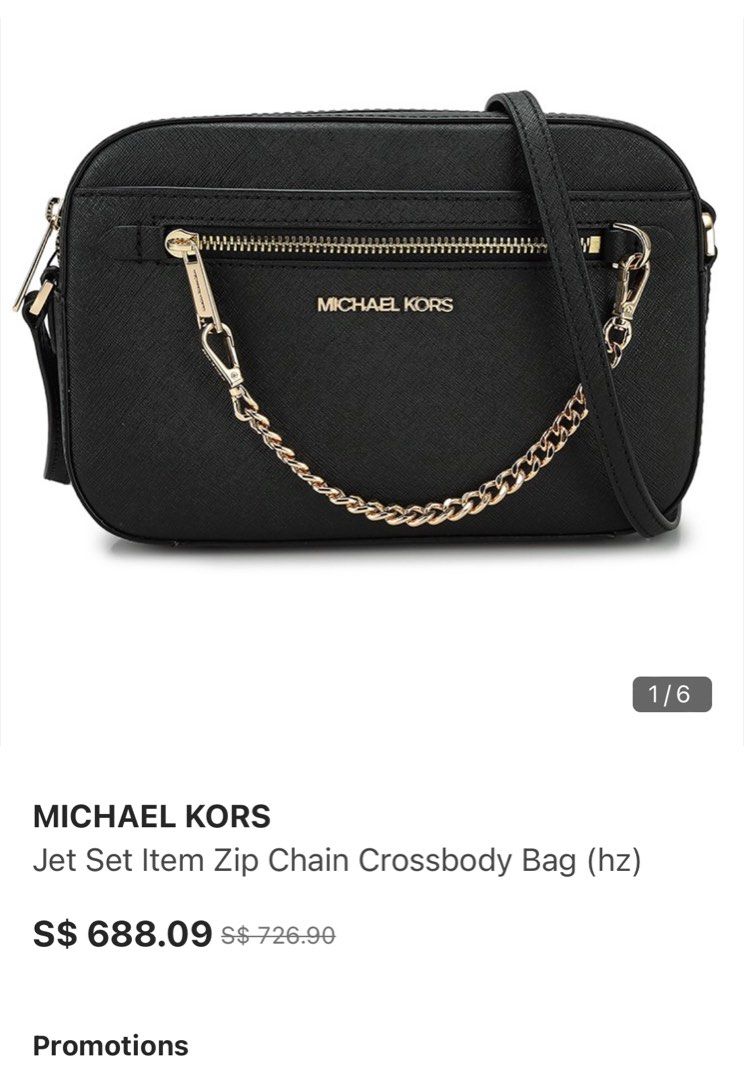 Michael Kors Jet Set Large Crossbody Bag For Women (Black, FS)