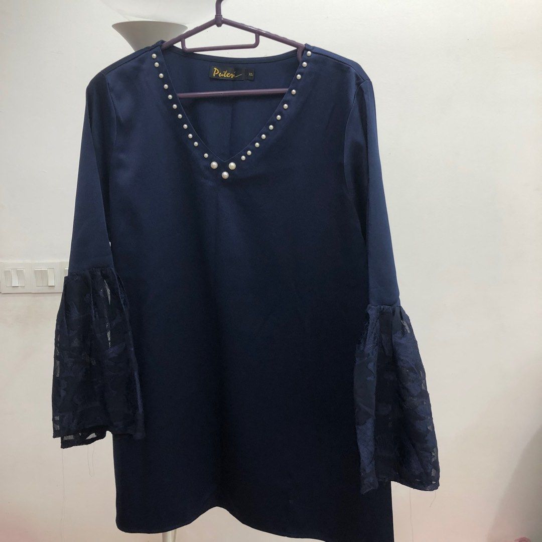 M&S Collection Women Fashion Dark Blue Long Sleeve Tops, Women's Fashion,  Tops, Longsleeves on Carousell