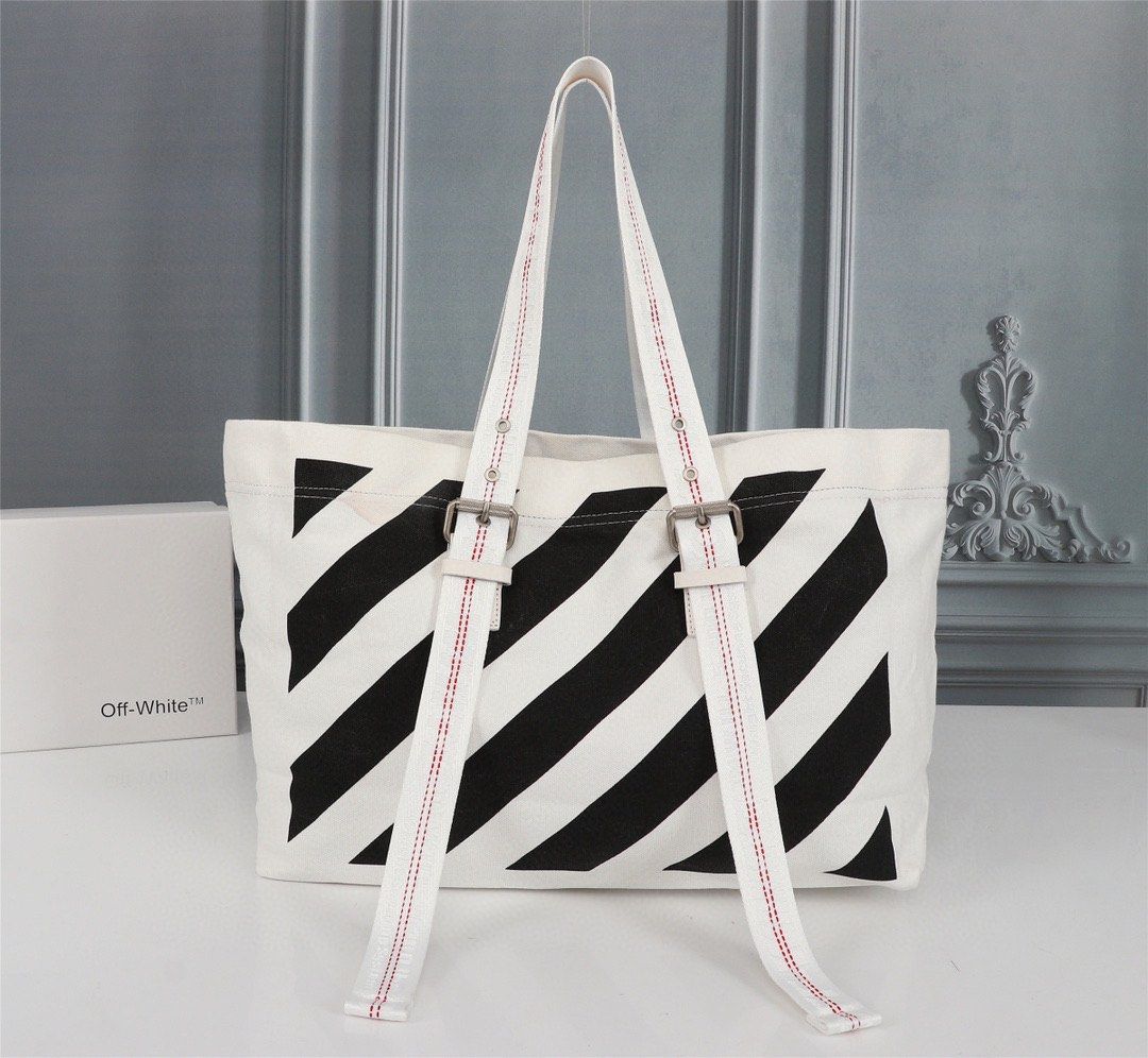 Off white black on sale canvas tote bag