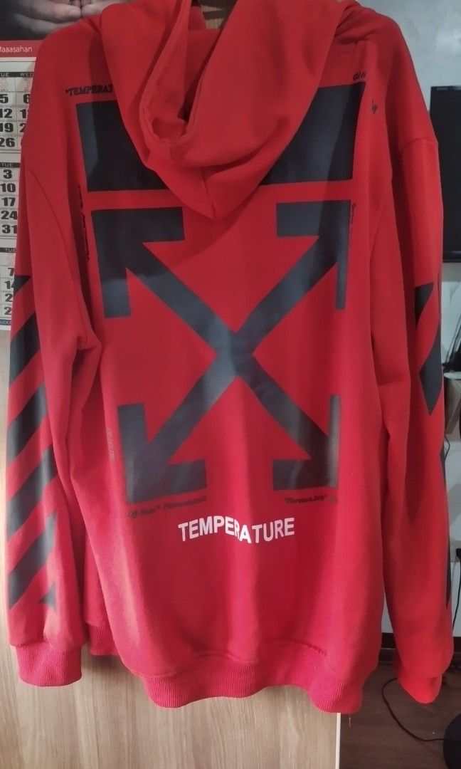OFF WHITE MONA LISA TEMPERATURE HOODIE RED Men s Fashion