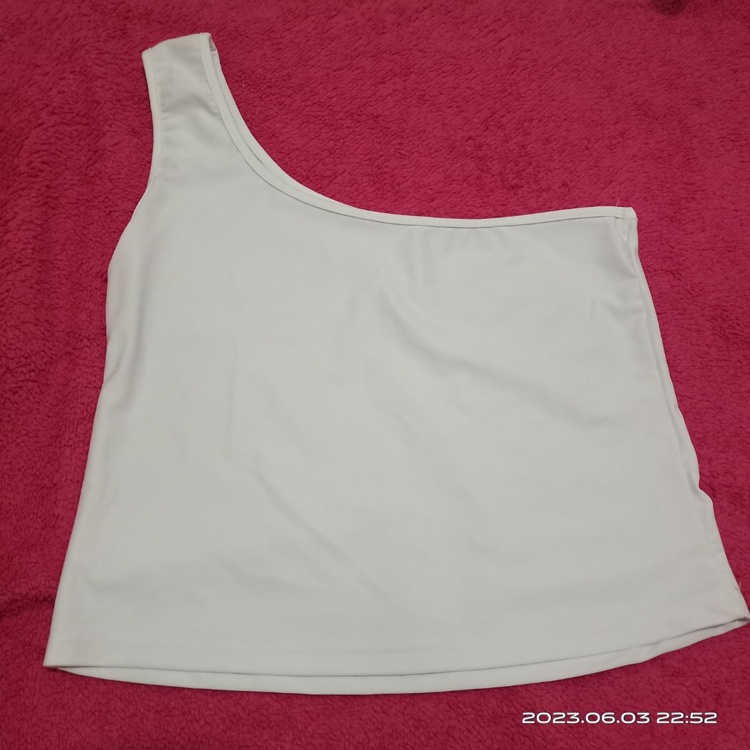 One Shoulder Top White on Carousell