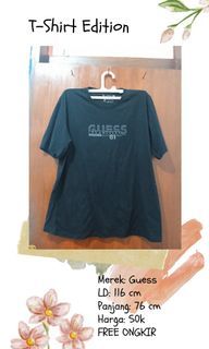 Original Kaos Guess Jeans Pria Hitam Oversize