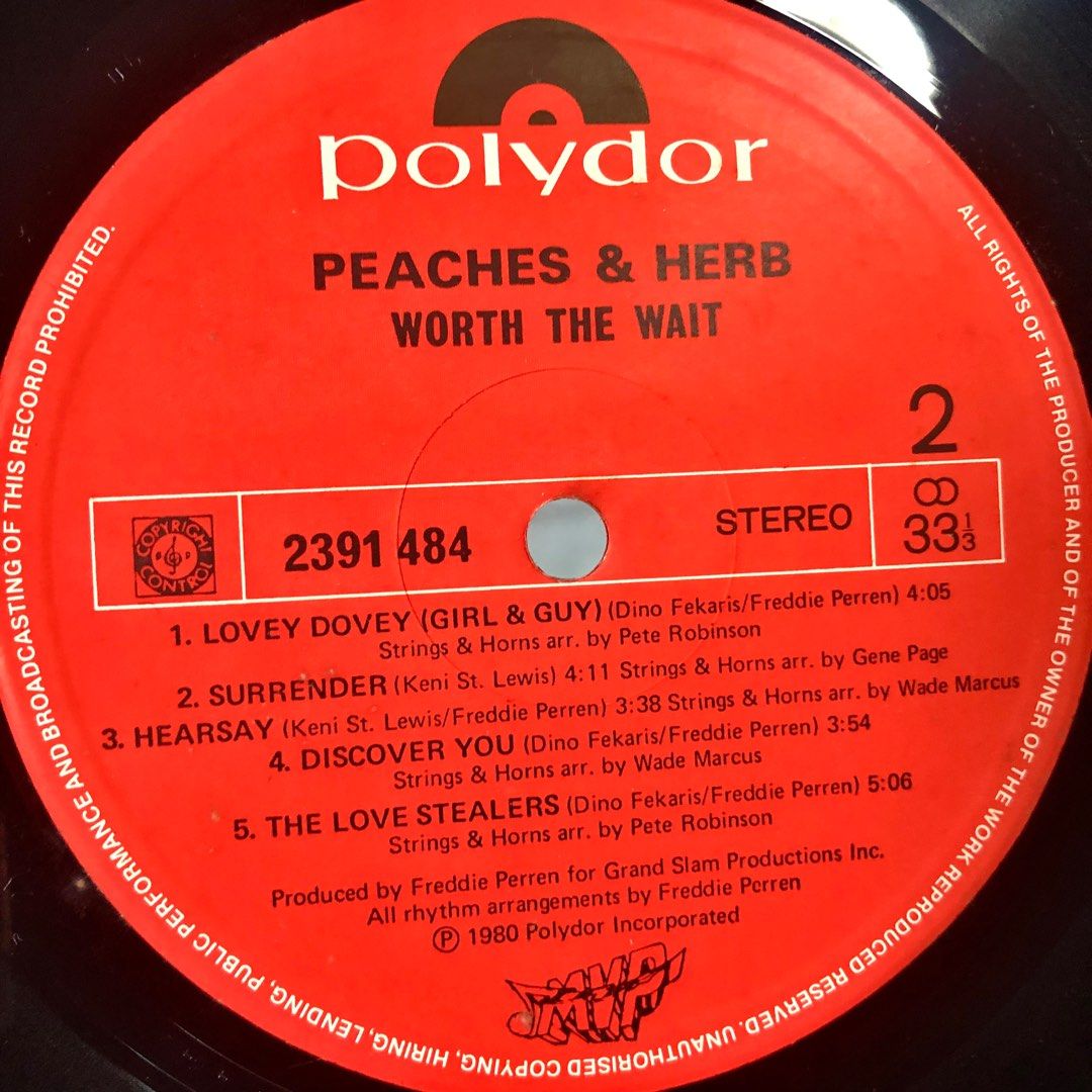 Peaches and Herb Worth The Wait (1980 Polydor Pressing Vinyl Record