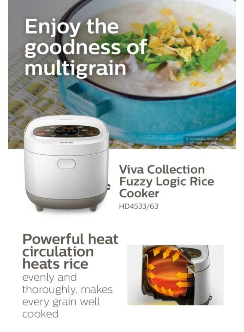 Philips Fuzzy Logic Rice cooker HD4533/63, TV & Home Appliances