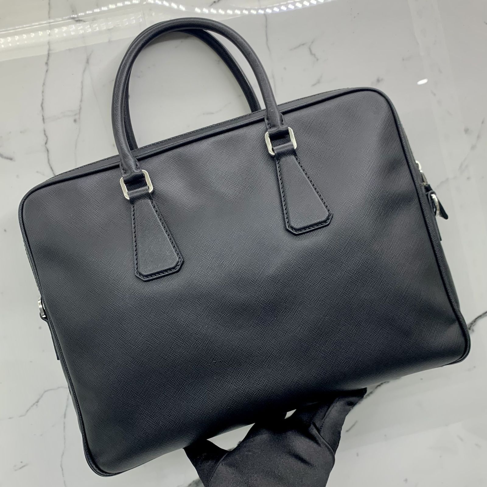 PRADA 2VE368 BLACK SAFFIANO 2WAY BUSINESS BAG 237015445 WE