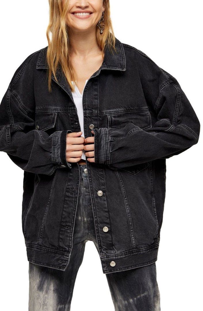 Topshop oversized clearance black denim jacket