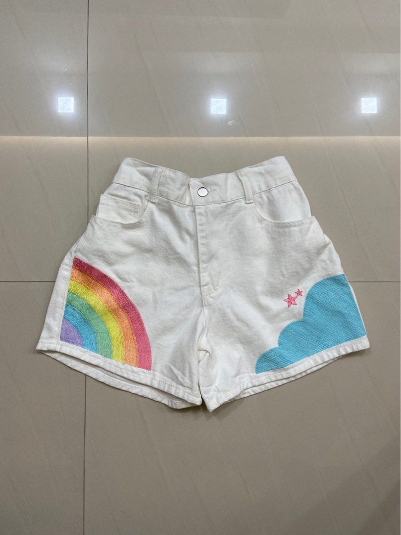 Rainbow high waisted shorts hotsell