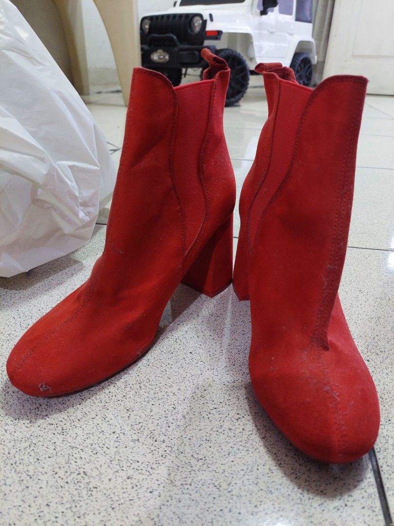 Red Boots Zara on Carousell