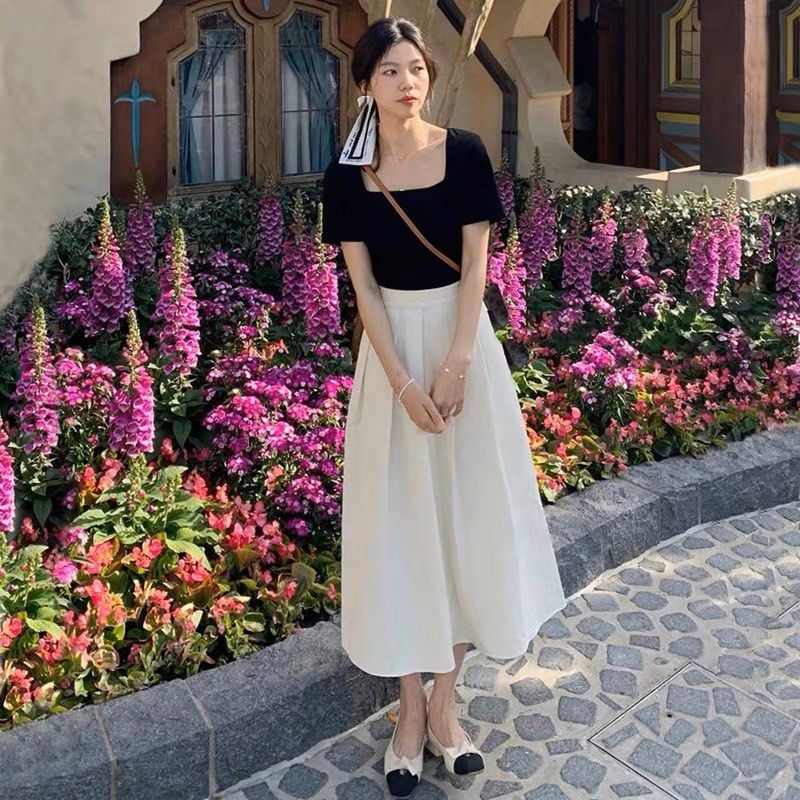 White a line discount dress knee length