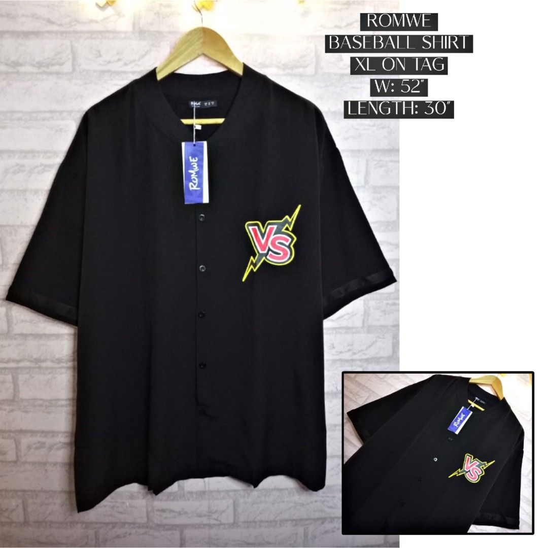 Printed baseball shirt - Black/Brolga - Men