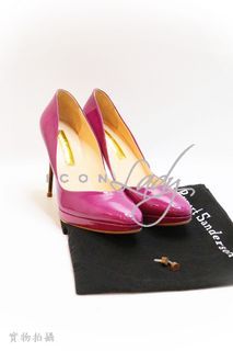 RUPERT SANDERSON 紫色漆皮 24K金鞋跟 高跟鞋(SIZE : EUR 39)